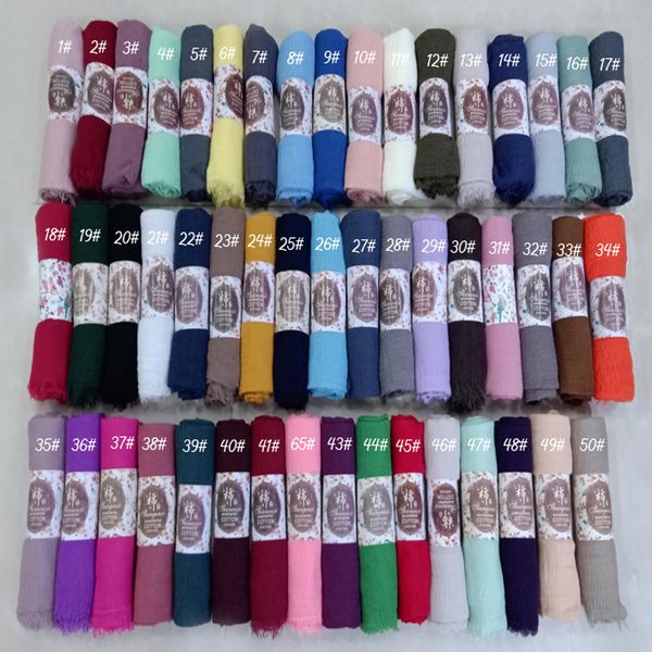 

84 color crinkled hijab wrinkle scarf bubble cotton viscose scarf crinkle plain shawl muslim head hijab bandana 10pcs/lot