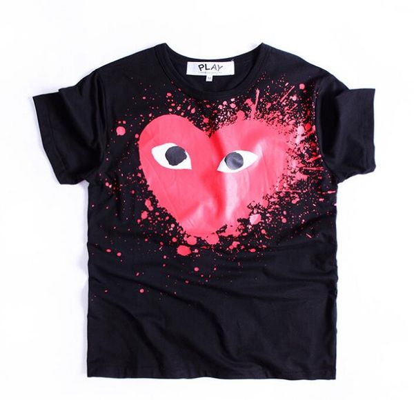 

xxs commes des garcons xxs play mens t shirt mens women short sleeves mens hip hop tees size s-xl, White;black