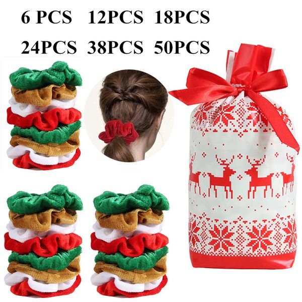 

6\12\24\38\50pcs korean velvet hair scrunchies hair bands scrunchy ties ropes ponytail holder women or girls christmas