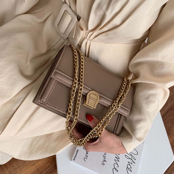 

сплошной цвет площади crossbody сумка 2020 мода новое качество кожа pu женская сумка замок цепи плеча сумки