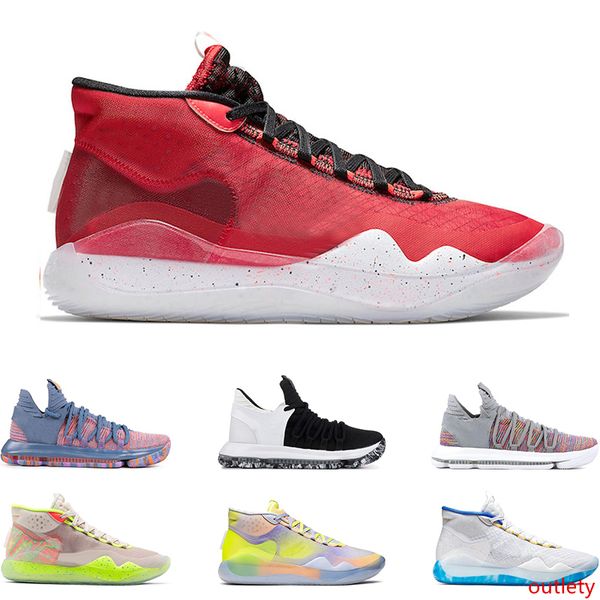 

2019 new mens basketball shoes kd 10 12 eybl 90s kid warriors home wolf grey university red finals sports sneakers trainers size 7-12