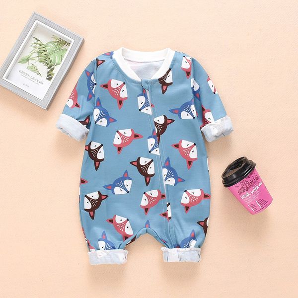 

baby boys clothes baby winter clothes newborn infant girls boys long sleeve cute cartoon print romper jumpsuit, Blue