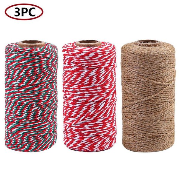 

cord 3 rolls christmas natural jute string cotton twine,984 feet totally d91209, Black;white