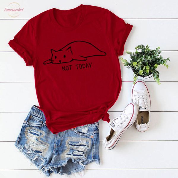 

summer overthinking and also hungry graphic t shirt not today cat grunge vintage cat slogan cotton girl tee love cat, White