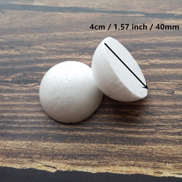 

50pcs 4cm white half round solid polystyrene styrofoam foam balls for christmas kids modelling craft 40mm / 1.57 inch