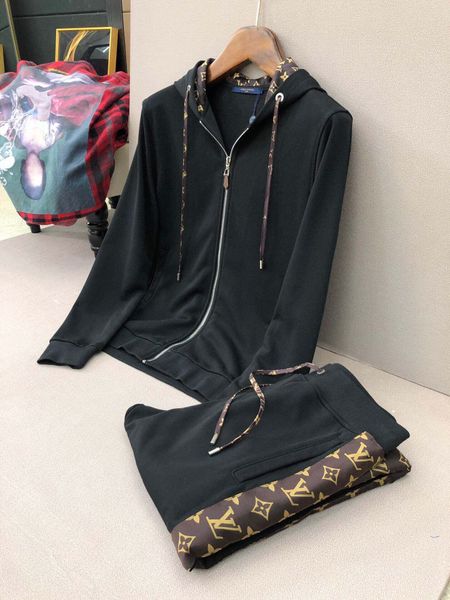 

fashion mens designer tracksuits letter black luxury designer clothes long sleeve designer tracksuit (jacket+pants) real pic, Gray