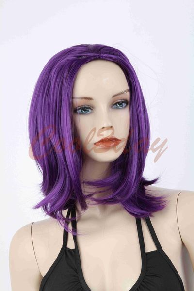 

women's short straight anime cosplay party costume purple wigs, Black
