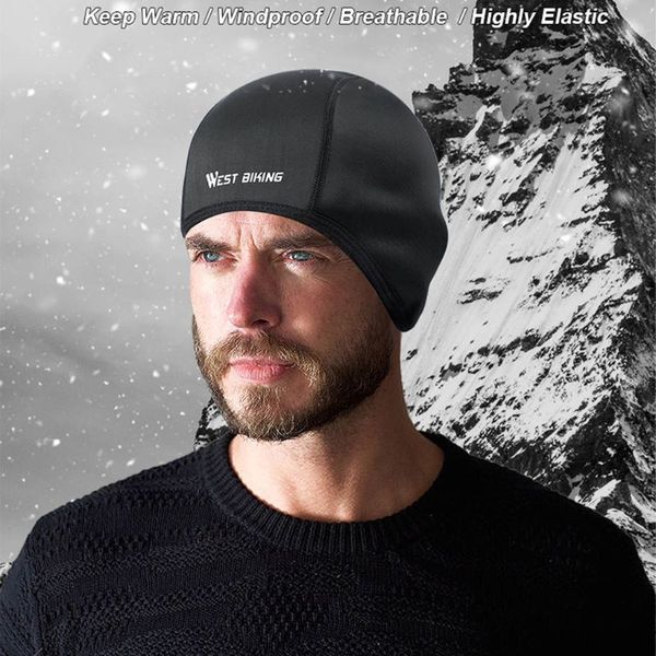 

autumn winter cycling cap men women fleece riding hat windproof warm headgear outdoor sports equipment, Black