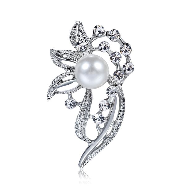 

rhinestone exquisite brooch fashion pearl brooch collar pin wholesale, Gray