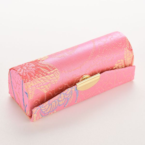 

1pcs mini embroidered flower design lipstick case box with mirror hasp cosmetic bags coin lipstick holder
