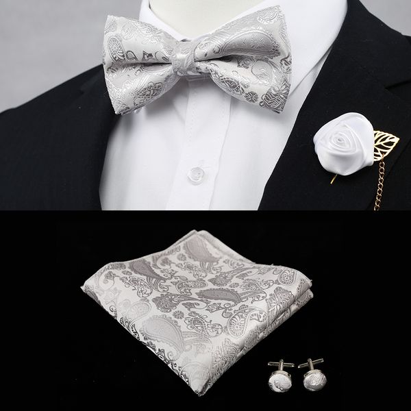 

wedding party classic red men's adjustable bowtie sets with handkerchief neckwear man elegant tuxedo silk bowties for shirt, Blue;purple