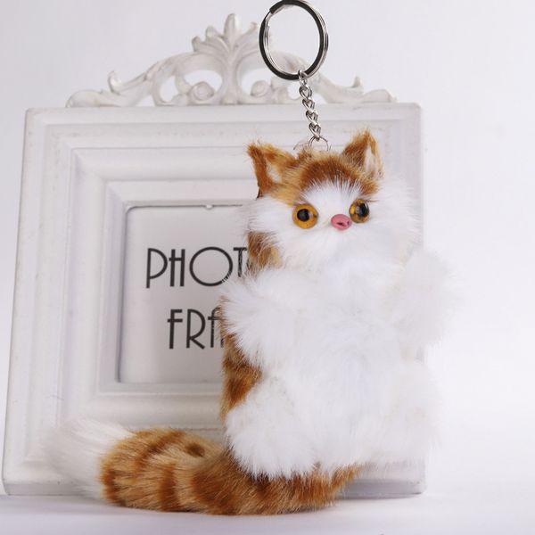 

cute leopard print cat plush keychains small pendant plush toys women car bag key ring creative valentine's day birthday gifts, Silver