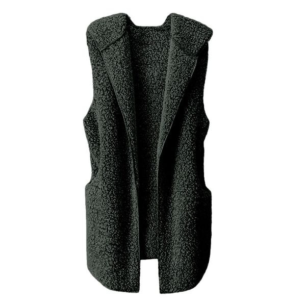 

new fashion womens ladies solid vest autumn winter warm hoodie outwear casual coat jacket loose vest sleeveless coat, Black;white
