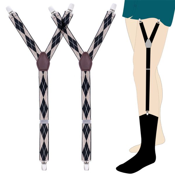 

men's shirts, anti-wrinkle garters, men's garters, new fashion simple trend 2.5cmy meg jacquard adjustable cross garter, Black;white