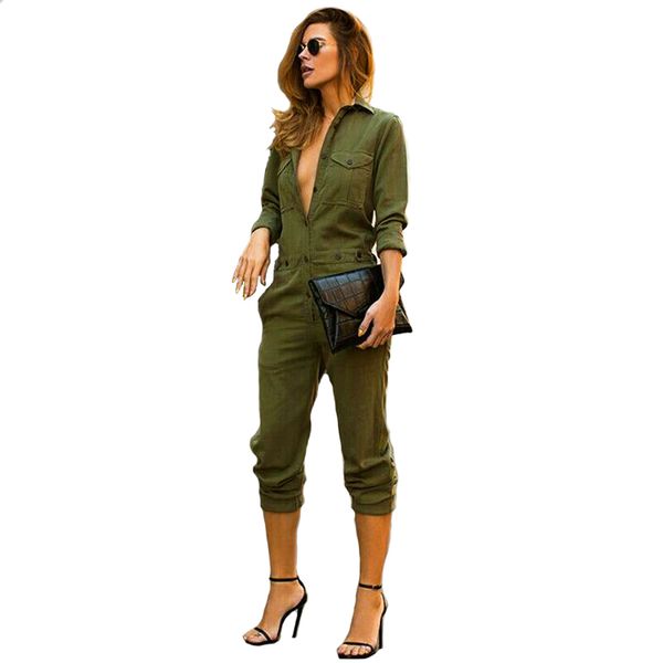 

women vintage denim v neck long sleeve jumpsuit ladies summer clubwear button romper trousers playsuit one piece outfits, Black;white