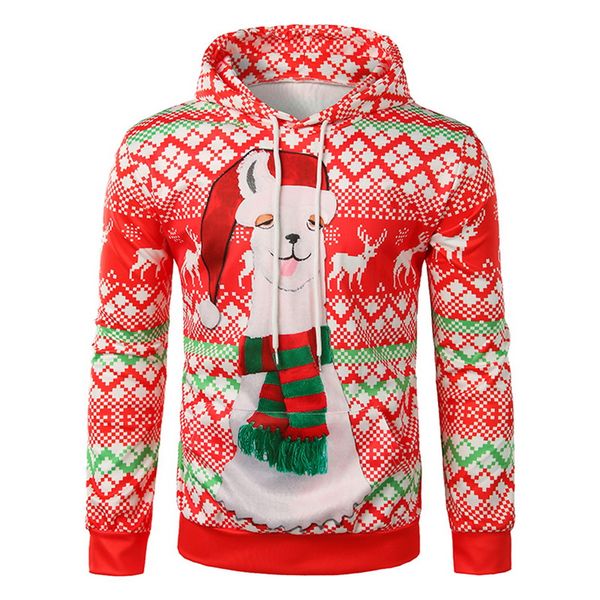 

men christmas hoodies sweatshirt fashion deer red christmas 2018 men's elk print hooded sweatshirt clearance sale, Black