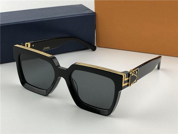 

new men brand designer sunglasses 96006 millionaire square frame vintage shiny gold summer uv400 lens style laser logo 1165
