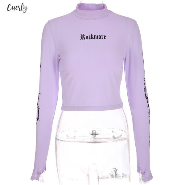 

harajuku crop long sleeve turtleneck t shirt purple korean women fashion style graphic tees women printed kawaii tshirt, White