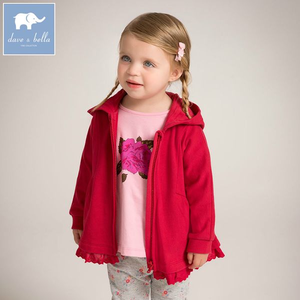 

db6042 dave bella baby girls hooded coat kids red clothes children lovely coat, Blue;gray