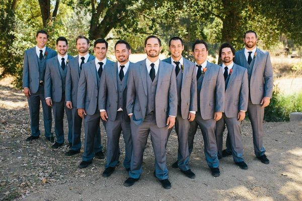 

excellent grey groom tuxedos men wedding dress popular men business prom collective 3 piece suit(jacket+pants+tie+vest ) 2281, Black;gray