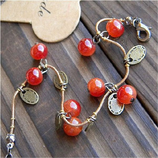 

leather rope adjustable chain daisy ceramic bell bracelet for women girls handmade flower bracelets gift lovely chain, Black