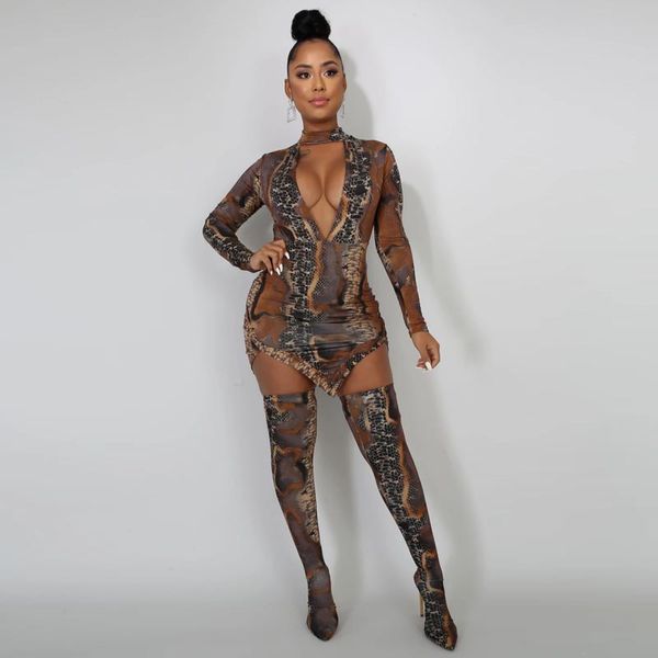 

stretch печати chocker v шеи bodycon 3 шт наборы платья женщины leopard лето 2020 сексуальные костюмы клуб нарядах соответствующие наборы, White