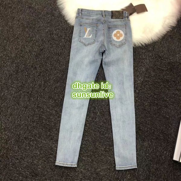 

High end women pattern pencil pant jean trou er long pant ca ual kinny pant with letter print ca ual runway wa hed denim trou er