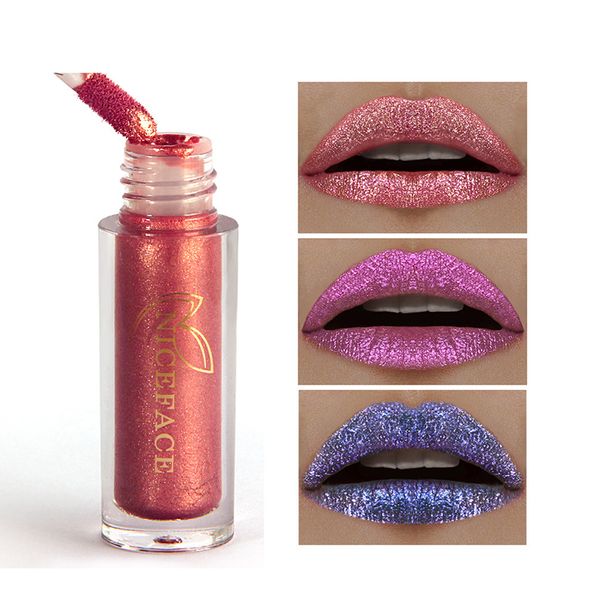 

metallic shimmer liquid lipstick 6 colors illuminating pearl non-stick cup lip gloss shining lips eyeshadow blush makeup