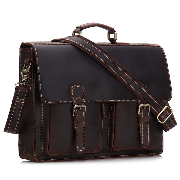 

boleke crazy horse genuine leather men's briefcase vintage messenger shoulder bag men's business laphandbag for male