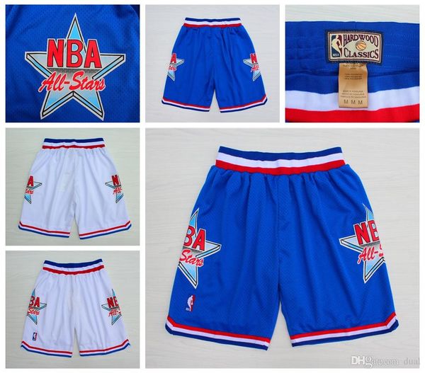 

mens 1992 all-star los angeles lakers basketball shorts 23 classics 45 michael nba pants all-star trousers team white blue sho, Black