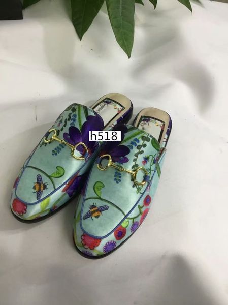 

wholesale men and women shoes mules princetown designer slippery metal buckle beach slippers soft lazyfour seasons slippers size 40, Black