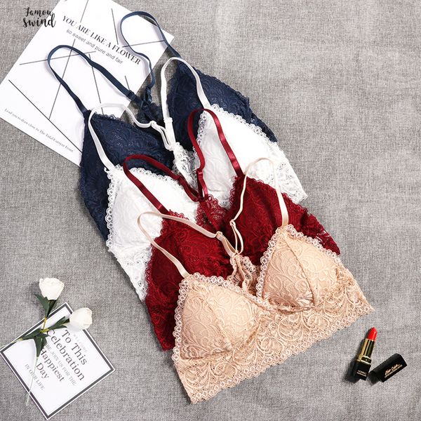 

беспроводной bras женщины бельё шнурка bralette push up plus размер half cup y line ремни backless bras большого размера, Red;black