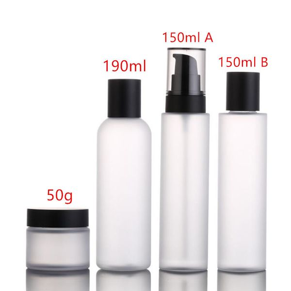 Mattierte PET-Flasche oder Plastikflasche mit schwarzem Kunststoffdeckel für Serum-/Lotion-/Toner-/Emulsionsverpackung. Schneller Versand F2057