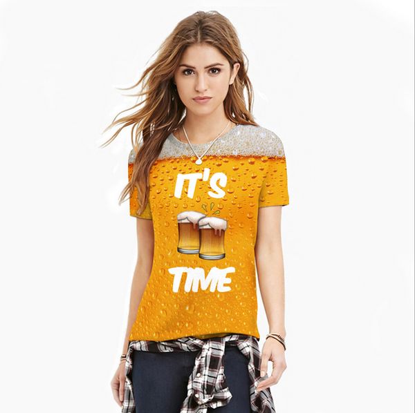 

2019 summer new creative 3d digital printing pattern short-sleeved t-shirt female loose shirt short-sleeved wholesale, White