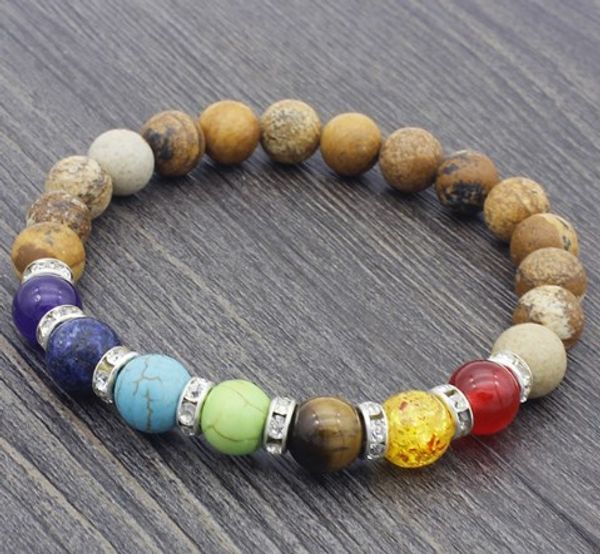 

8mm er4534 mulitcolor rainbow elastic agate onyx lava bracelet energy healing balance prayer reiki chakra buddha yoga bangles, Black