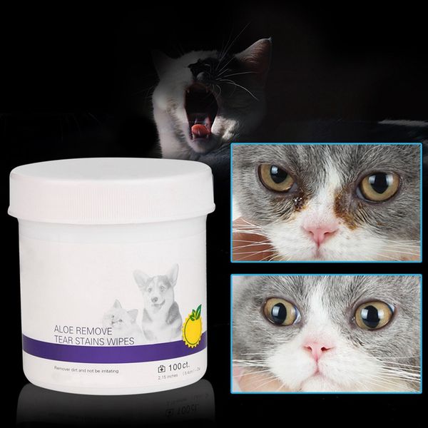 

100pcs/set aloe extract pet eye wet wipes cat dog tear stain remover gentle cleaning wipes grooming cleaning paper towels