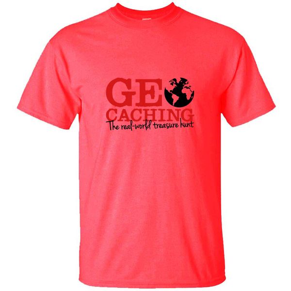 

printed geocaching the real world treasure hunt mens tshirt gift short sleeve cool t shirt for men women solid color tee, White;black