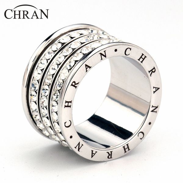 

chran fashion 3 pave full crystal big wedding rings for women romantic cubic zirconia ring bague femme gold-color ring female, Golden;silver