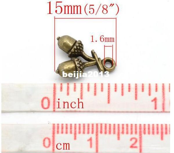 Großhandel - 100 Stück antike Bronze-Eicheln-Charm-Anhänger 15 x 11 mm, Schmuckzubehör zum Selbermachen, Großhandel, passendes Armband, Halskette