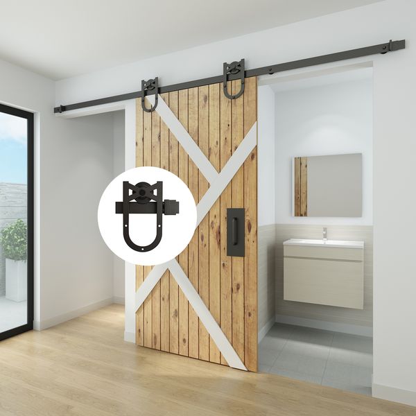 

4.9ft/6ft/6.6ft horseshoe style single roller carbon steel barn wood sliding doors hardware track