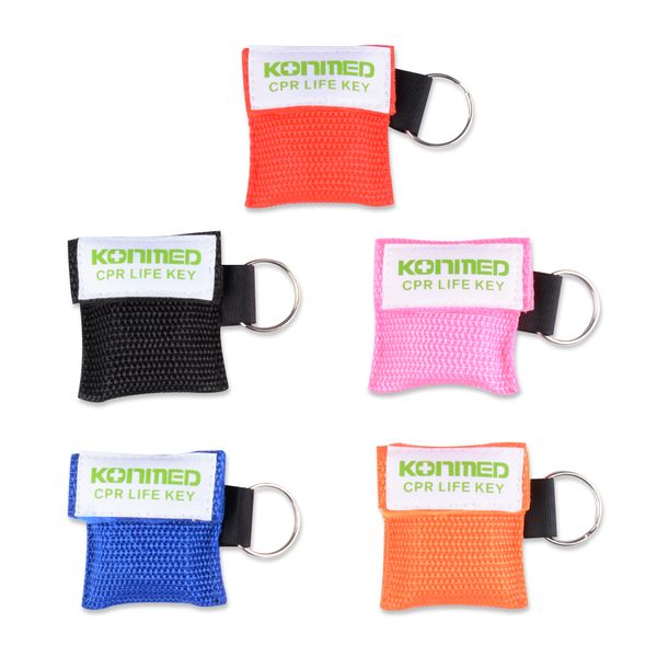 

cpr face shield mask with keying chain for first aid cpr training, 50 pieces