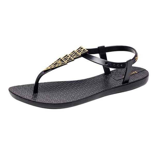 

01006 slippers rubber slide sandal floral brocade men slipper gear bottoms flip flops women striped beach causal slipper with box size:35-45, Black