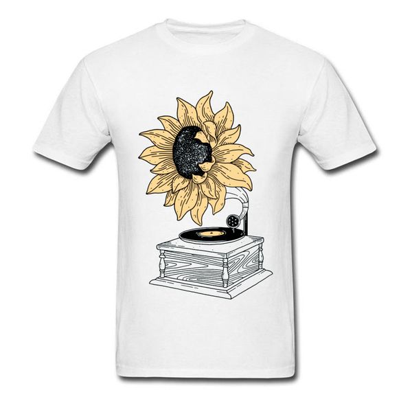 

van gogh t-shirt men art designer tshirt singing in the sun sunflower vinyl music t shirt vintage artist street wear cotton, White;black