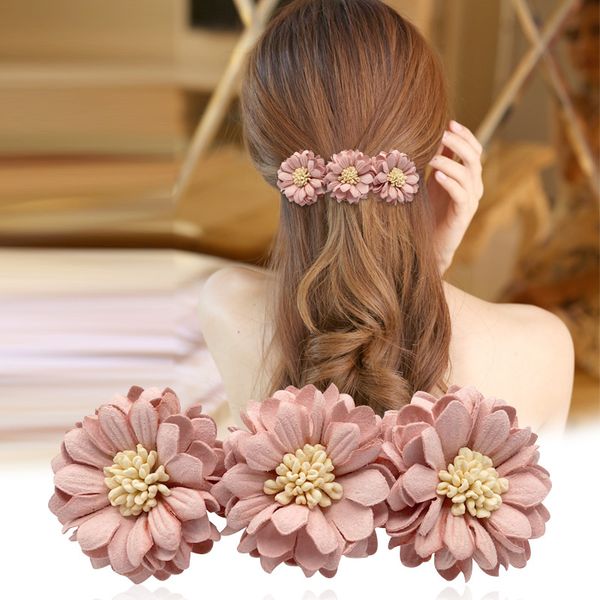 

fashion flower headdress pink floral hairpin spring clip for women hair jewelry woman statement wedding girls hair accessories