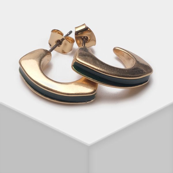 

amorita boutique stylish geometric shaped hook stud earrings, Golden;silver