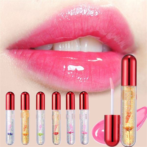 

beauty makeup brighten flower crystal jelly lipstick magic temperature change color lip gloss maquiagem profissional completa