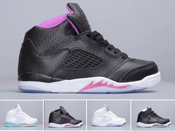

wholesale 5 children basketball shoes baby v 5s sneakers kids sports running girl boys trainers birthday gift 11c-3y 28-35, Black