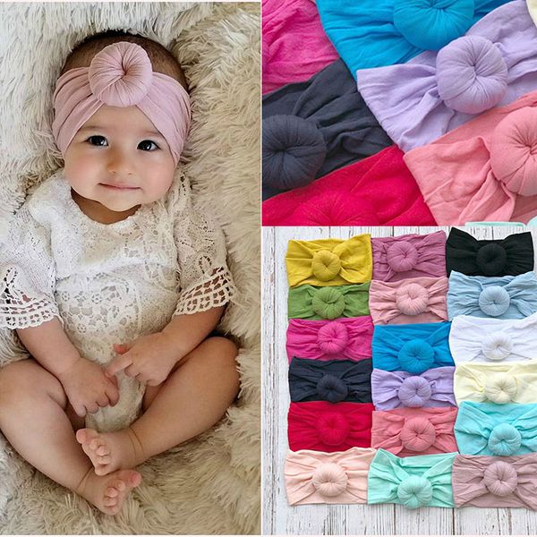

baby girls knot ball headbands kids boys hair band children headwear boutique hair accessories 21 colors baby turban a1013, Slivery;white