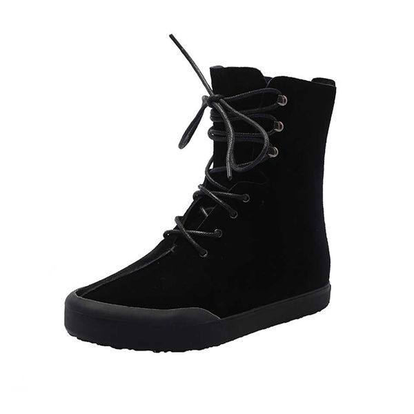

2019 designer women shoes star luxury fashion casual women boots women's shoes tying shoelace flat boots les chaussures martin boots, Black