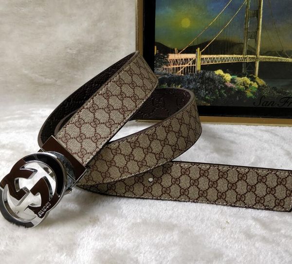 

genuine leather belt for men and women fashion smooth/pin buckle plaid belt designer belt high cowhide jeans girdle, Black;brown